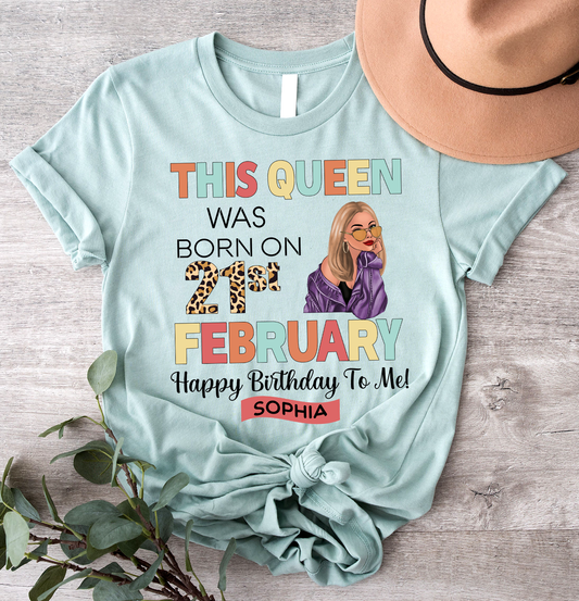 Personalized Custom Artwork And Name,Queens Born In February, February Birthday Woman Standard T-Shirt