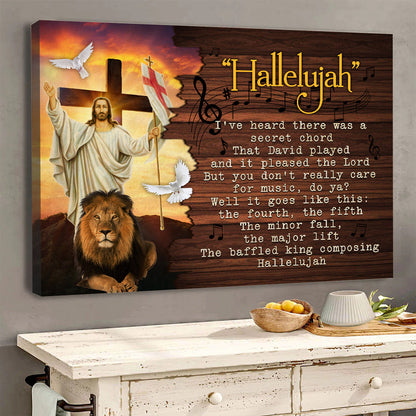 Jesus And Lion With Hallelujah Song Lyric Canvas Prints And Poster