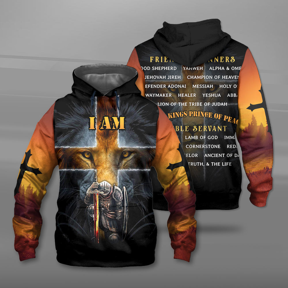 I Am Mighty God Warrior With Lion 3D All Over Print Hoodie And Sweatshirt