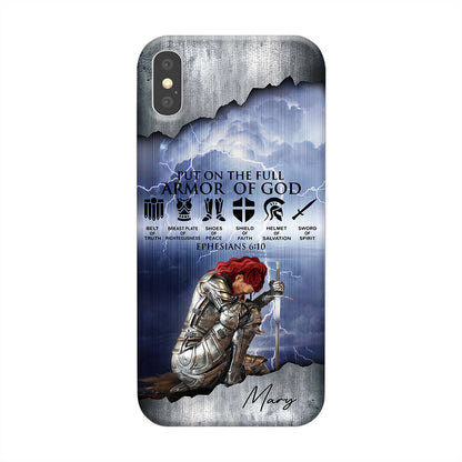 Personalized Woman Warrior of God Put On The Full Armor Of God Ephesians 6:10 Phone Case