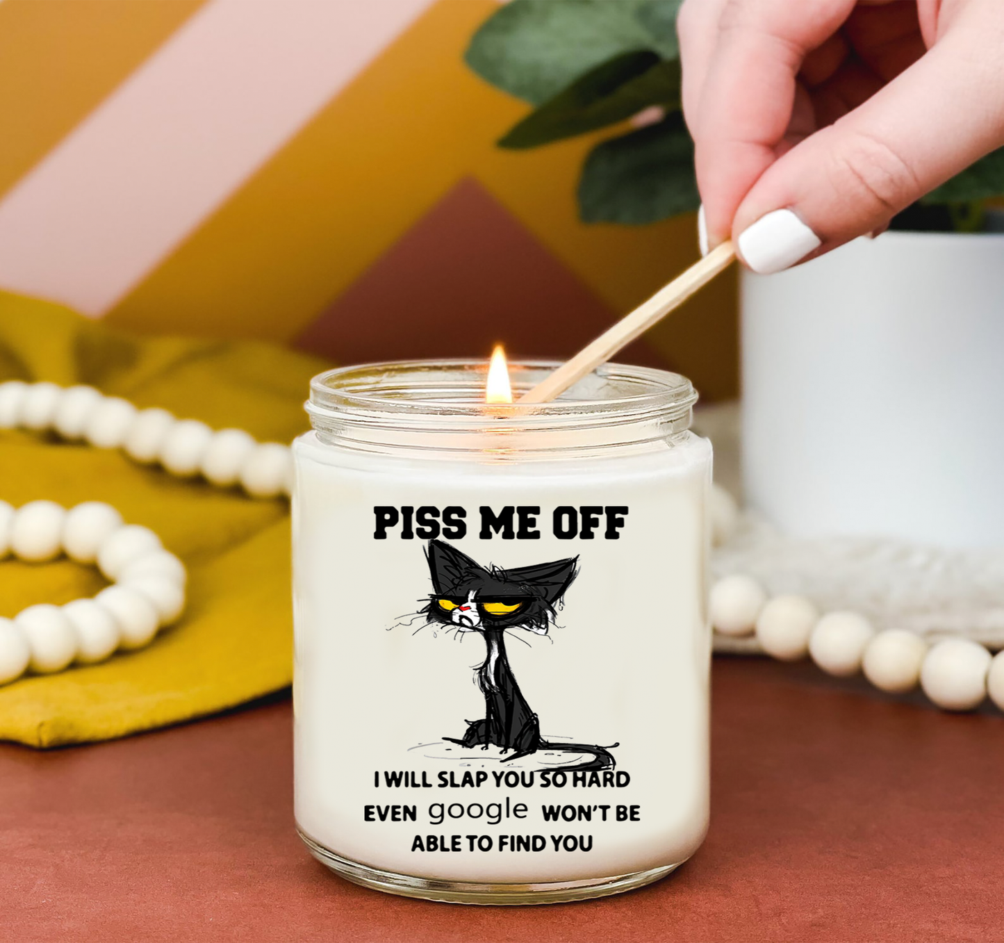 Piss Me Off Cat Funny Candle