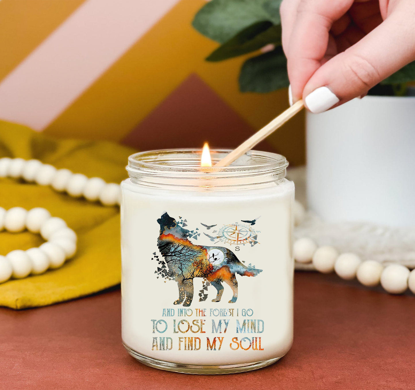 Wolf Camping Candle