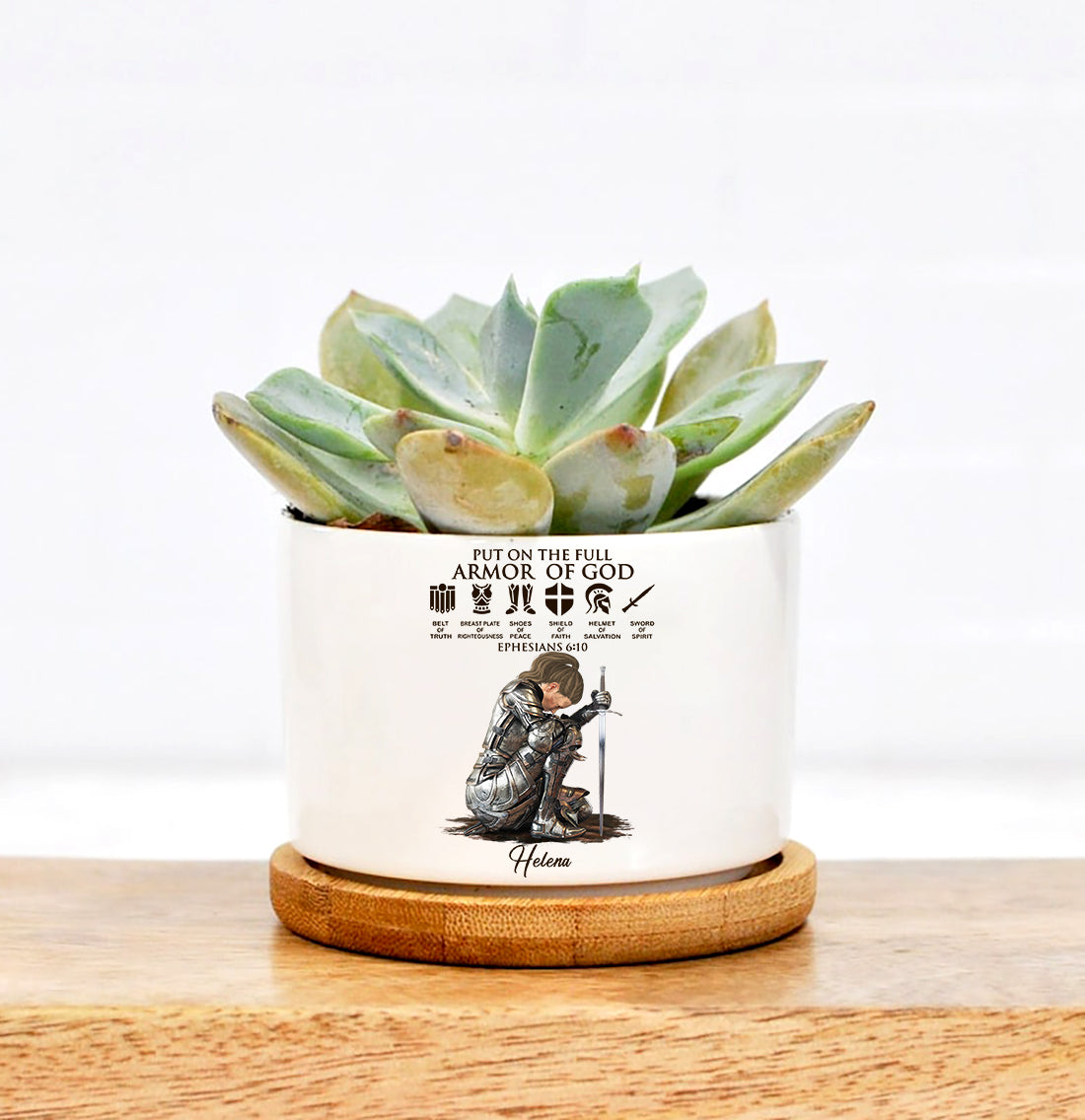 Personalized Woman Warrior Of God of God Put On The Full Armor of God Ephesians 6-10 Plant Pot