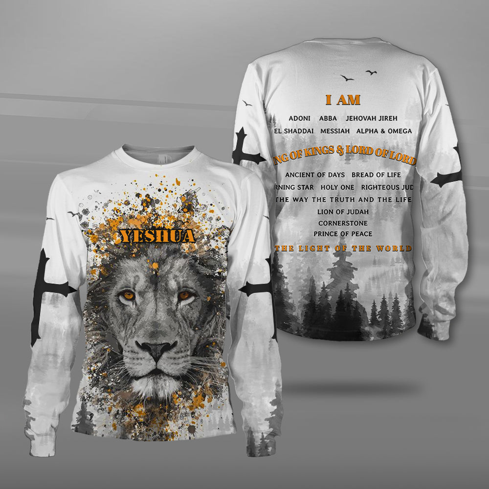 Jesus Lion of Judah I Am ( Name Of God ) King Of King Lord Of Lord 3D All Over Print T-Shirt And Hoodie