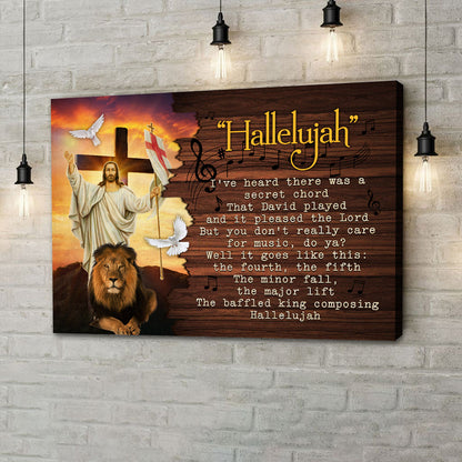 Jesus And Lion With Hallelujah Song Lyric Canvas Prints And Poster