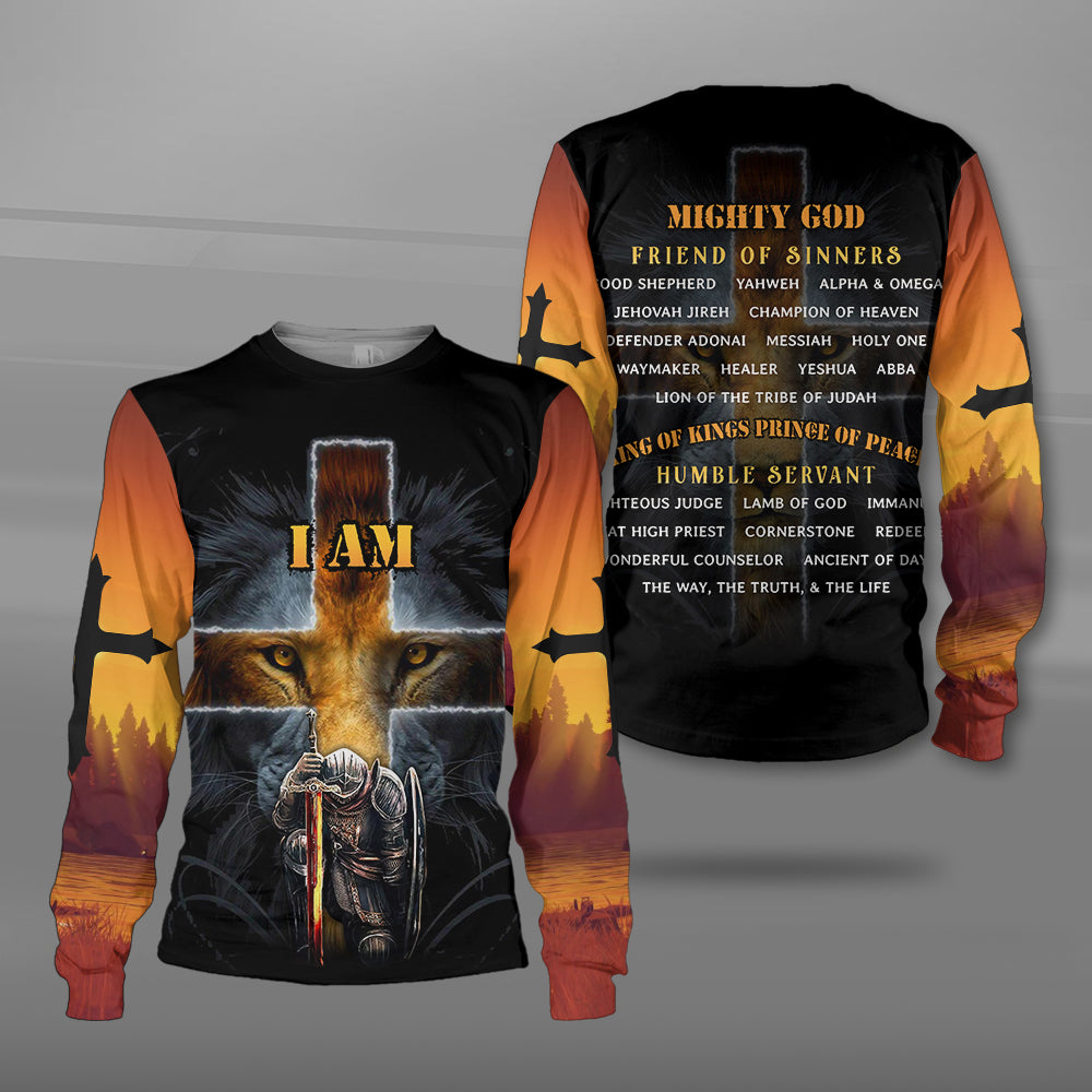 I Am Mighty God Warrior With Lion 3D All Over Print Hoodie And Sweatshirt