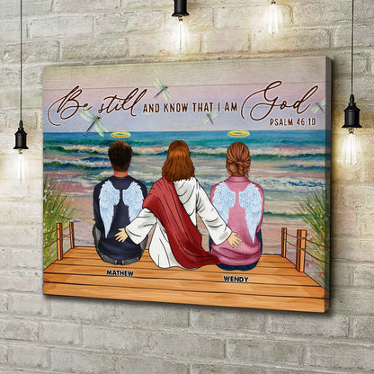 Personalized Memorial Jesus Be Still And Know That I Am God Canvas Prints