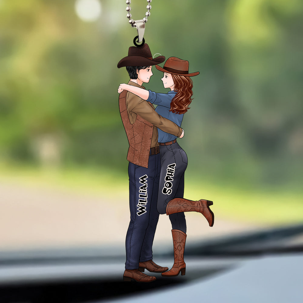 Personalized Couple Cowboy And Cowgirl Car Ornament