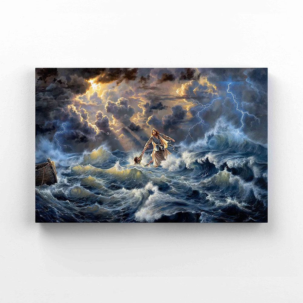 Christ Saves Peter From Drowning Canvas Prints