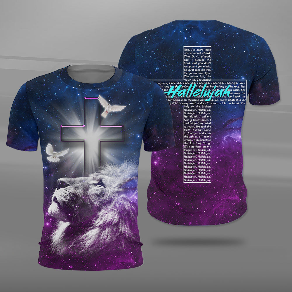 Jesus Lion of Judah With Hallelujah Lyrics  3D All Over Print T-Shirt And Hoodie