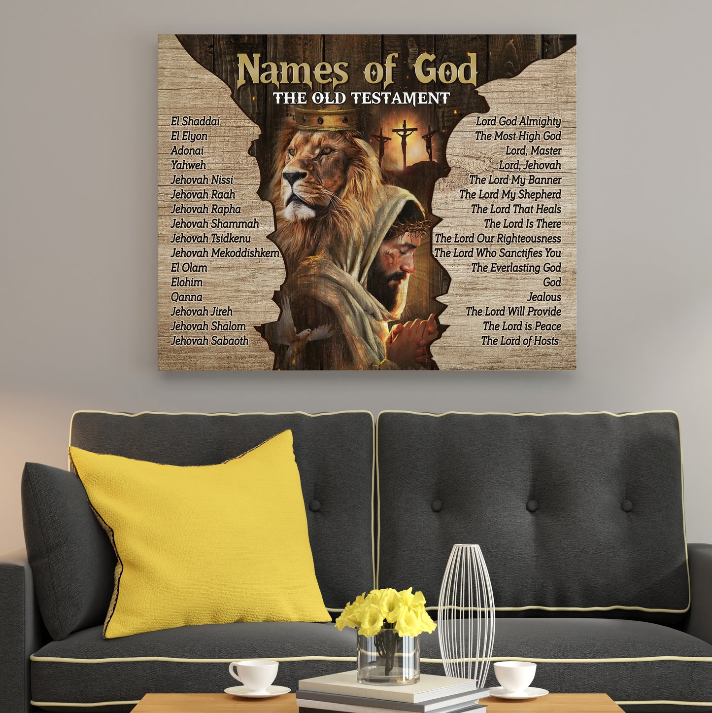 Names Of God In The Old Testament Jesus and Lion Poster and Canvas