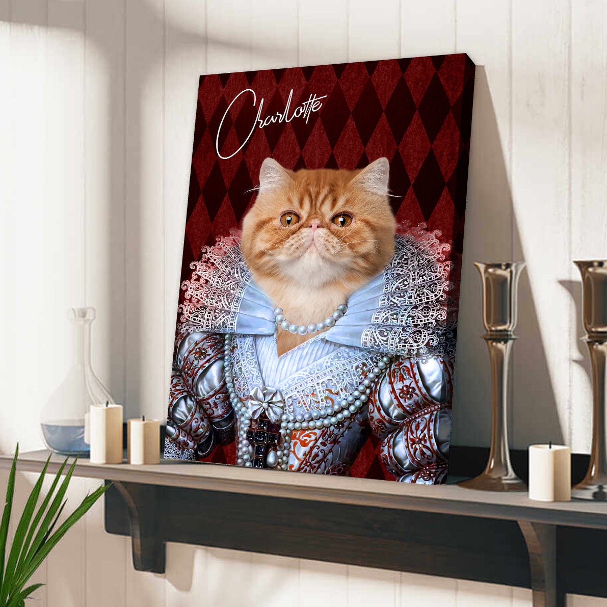 Personalized Cat The Pearl Princess Portrait Digital File Canvas Prints And Poster