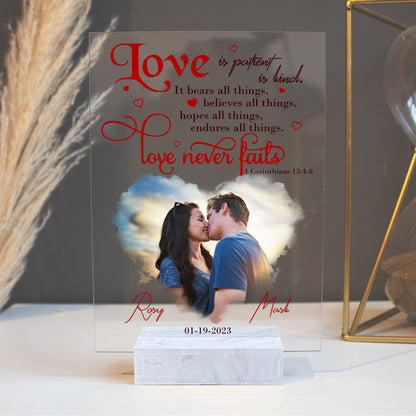 Personalized Couple Photo Love is Patient Love is Kind 1 Corinthians 13:4-8 Acrylic Plaque