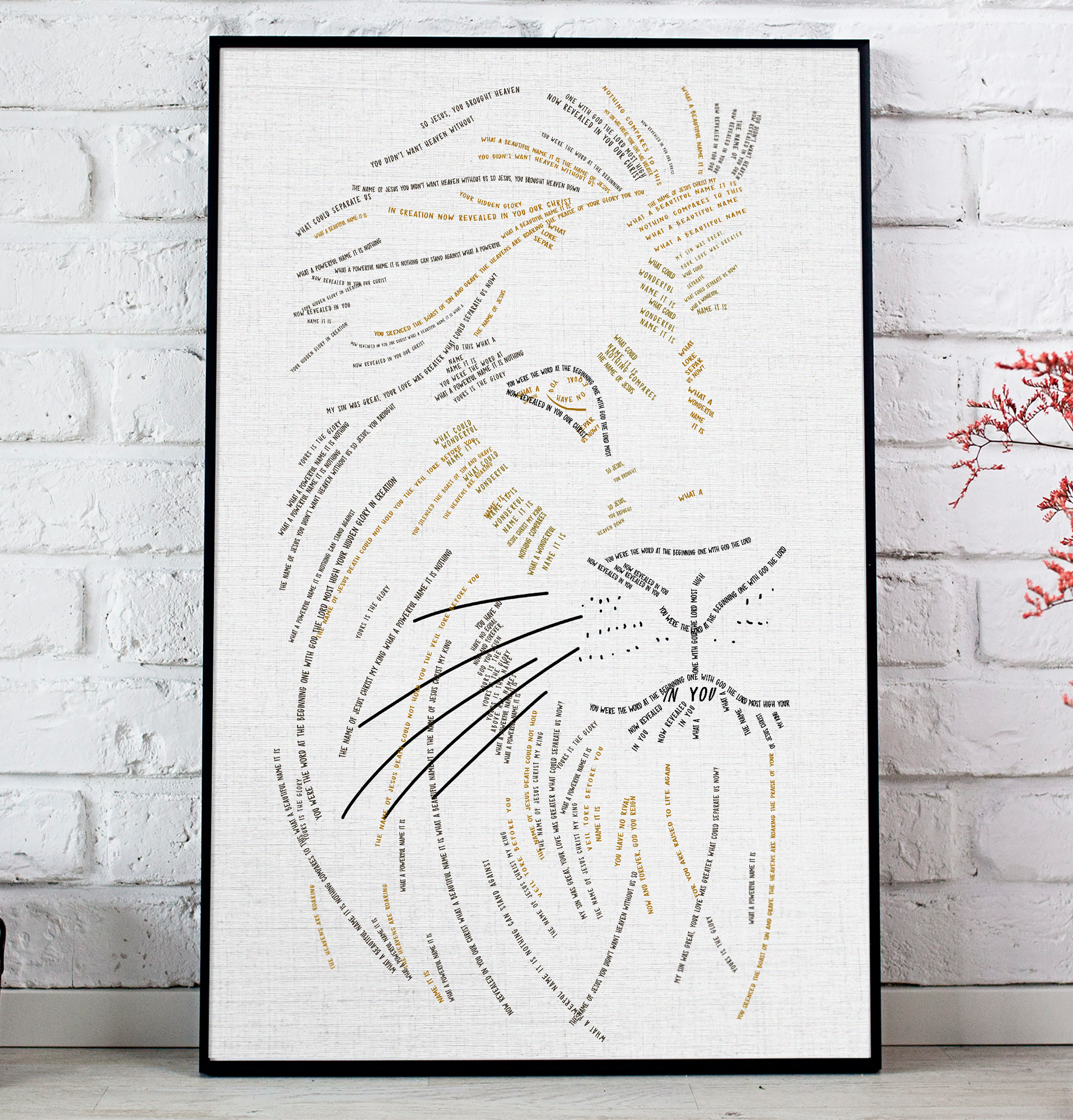 What A Beautiful Name Jesus Lion Text Poster