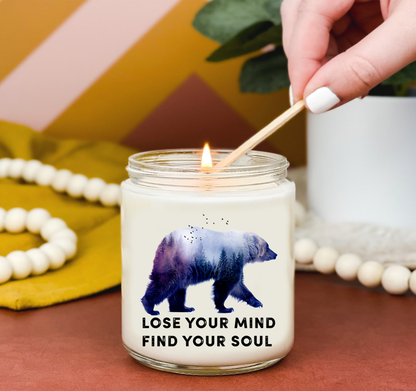 Bear Camping Lose Your Mind Find Your Soul Candle