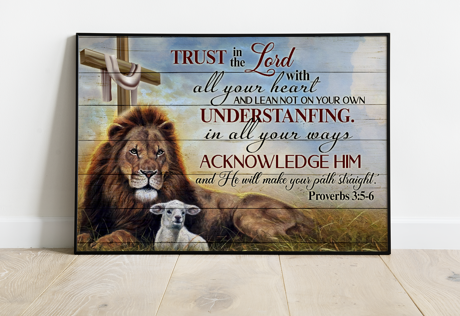 Poster Jesus Lion And Lamb Proverbs 3:5-6 Trust In The Lord With All Your Heart Christian
