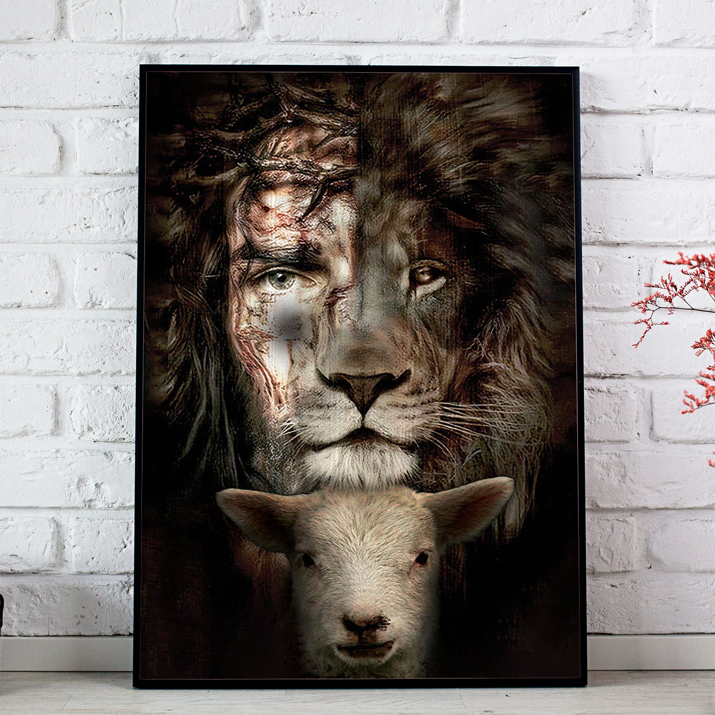 Jesus Lion And Lamb Premium Poster