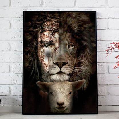 Jesus Lion And Lamb Premium Poster