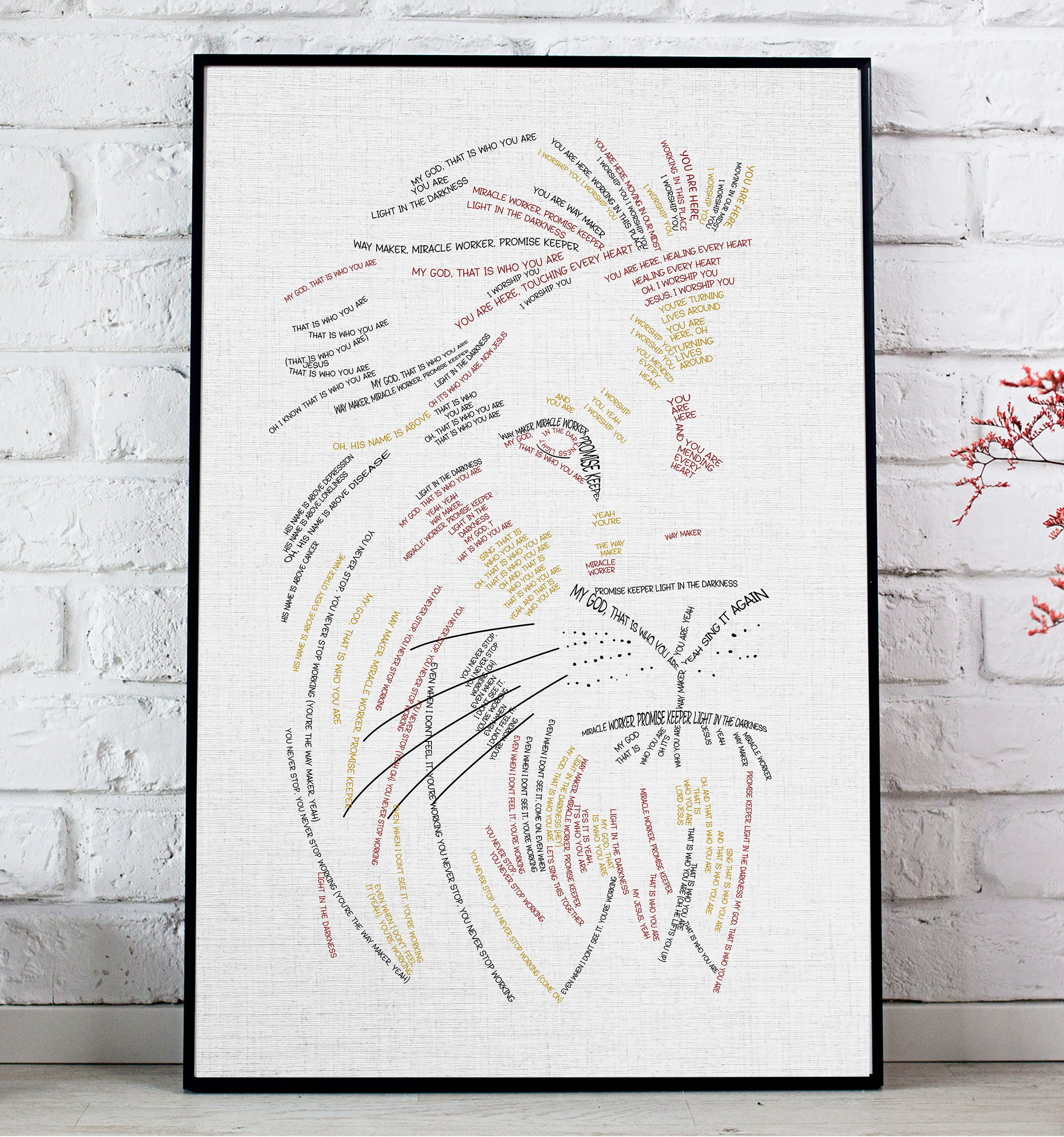 Miracle Worker Promise Keeper Light in the Darkness Jesus Lion Text Poster