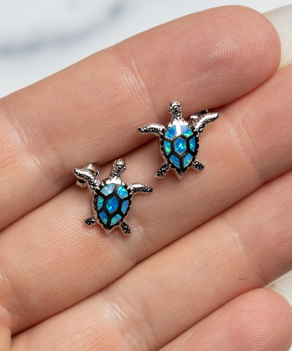 Opal Turtle Earrings Personalized To My Wife Gift