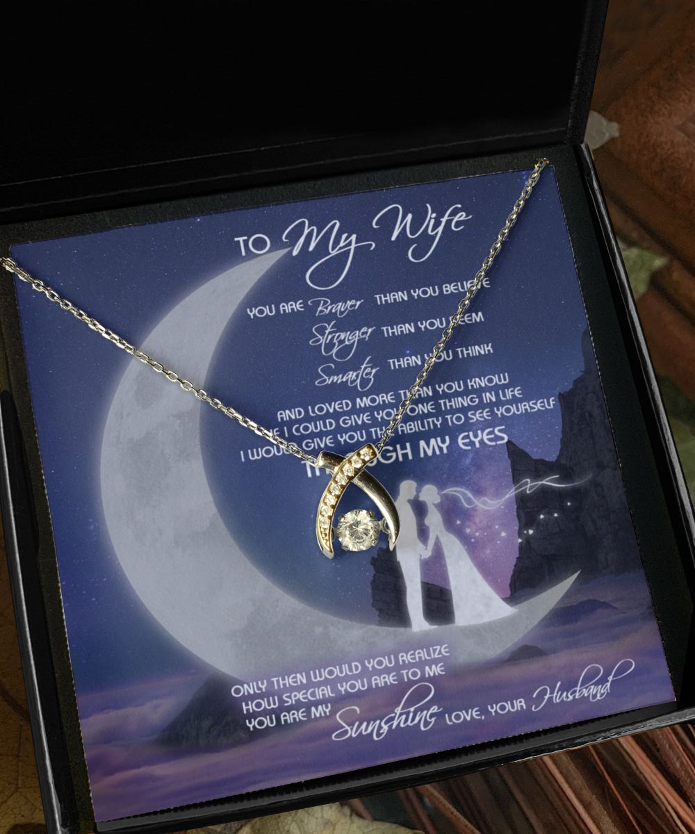 To My Wife Wishbone Dancing Necklace