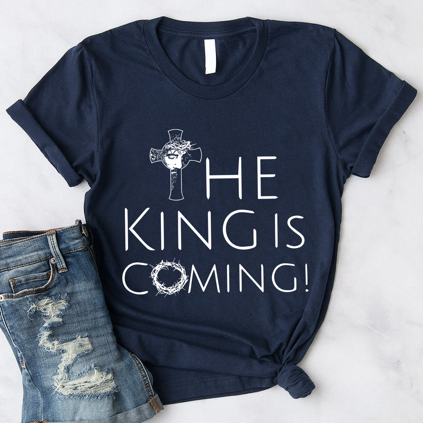 The King is Coming T-Shirt - Christian Apparel - Jesus is King - Minimal Design - Faith Clothing - Christian Standard T-Shirt