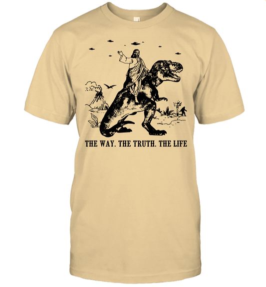 Jesus Riding Dinosaur The Way. The Truth. The Life T-Shirt