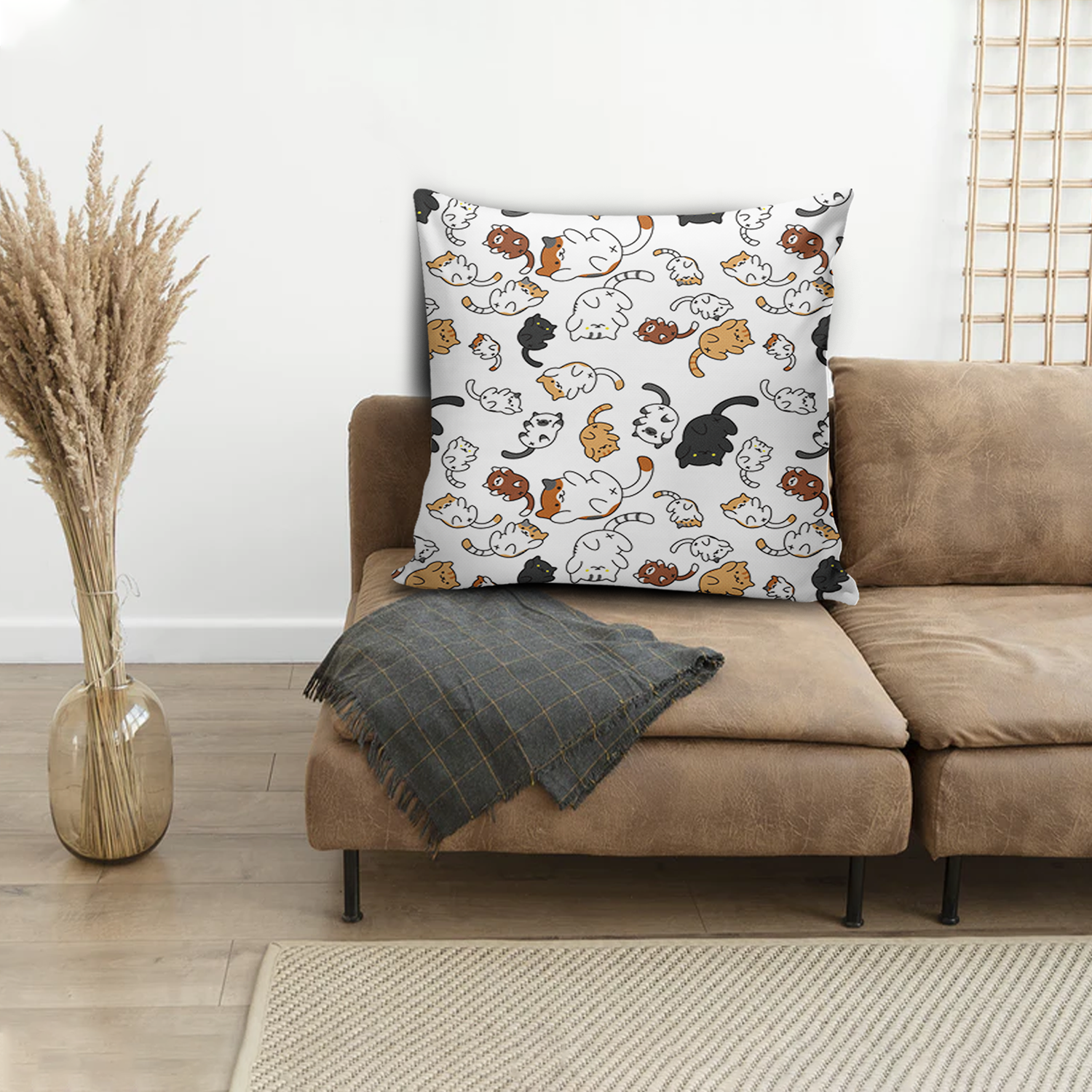 Cats All-over Print Suede Throw Pillow