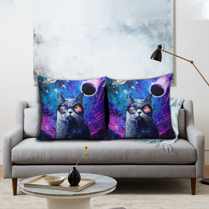 Galaxy Cat All-over Print Suede Throw Pillow