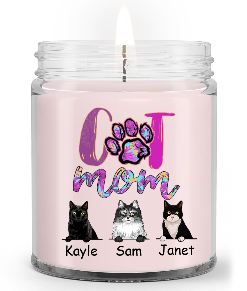 Personalized Soy Wax Candle, Custom name and Artwork Cats, Cats Mom, Cats Lovers Soy Wax Candle