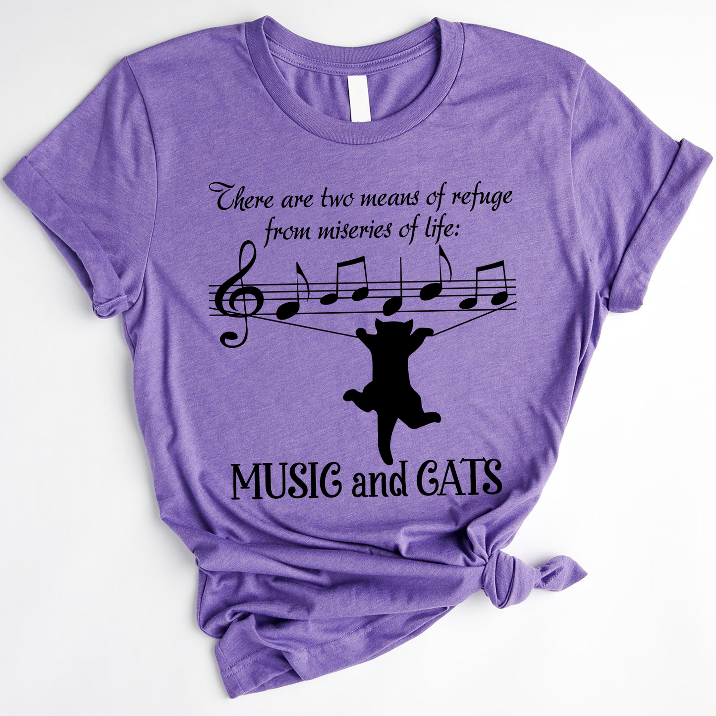 There Are Two Means Of Refuge From The Miseries Of Life Music And Cats Standard T-Shirt