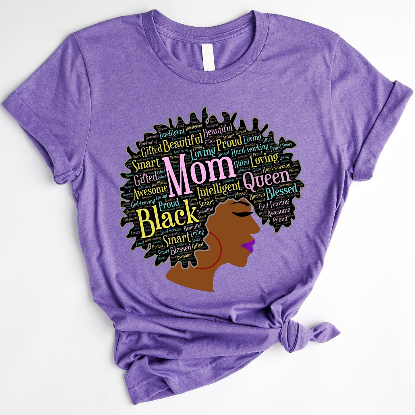 Black Queen Words in Afro Gift for Black Mom on Mother's Day Standard T-Shirt