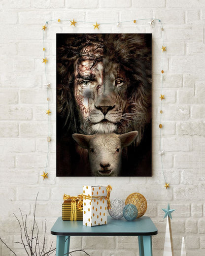 Jesus Lion And Lamb Premium Poster Wall Art