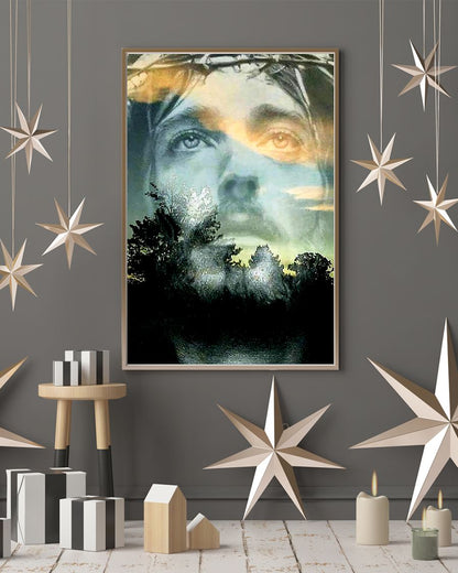 Jesus Face Christian Religious Poster Family Sign Decor Birthday Christmas Wedding Housewarming Gift Ready To Hang Standard Poster