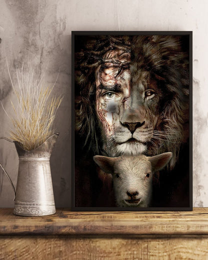 Jesus Lion And Lamb Premium Poster Wall Art