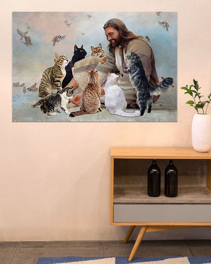 GOD SURROUNDED BY CATS ANGELS Standard Poster