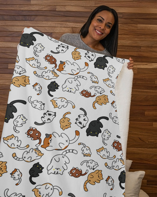 Cute Cats Wallpaper Sherpa Blanket