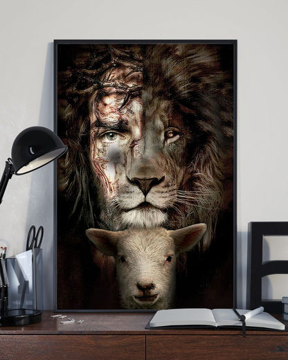 Jesus Lion And Lamb Premium Poster