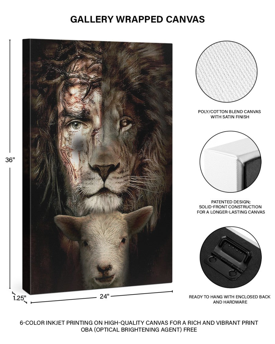 Matte Canvas (1.25") Jesus Lion And Lamb