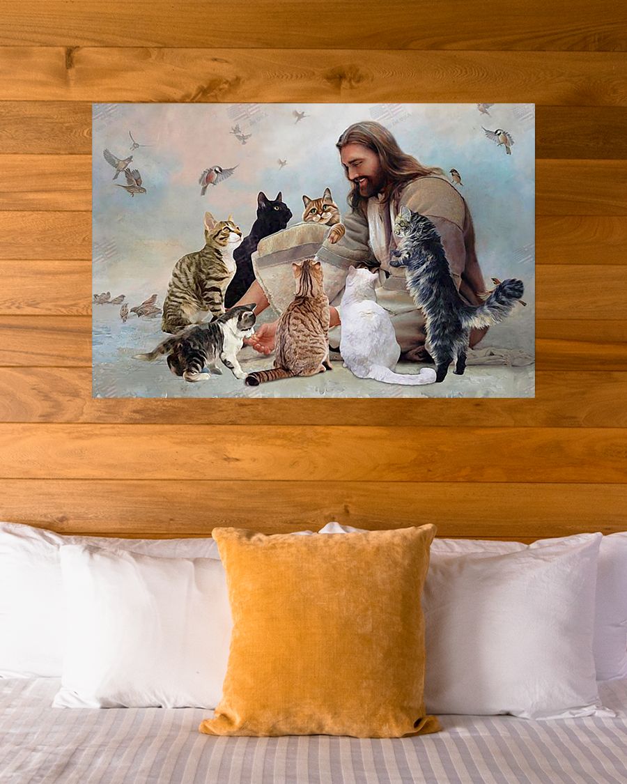 GOD SURROUNDED BY CATS ANGELS Standard Poster