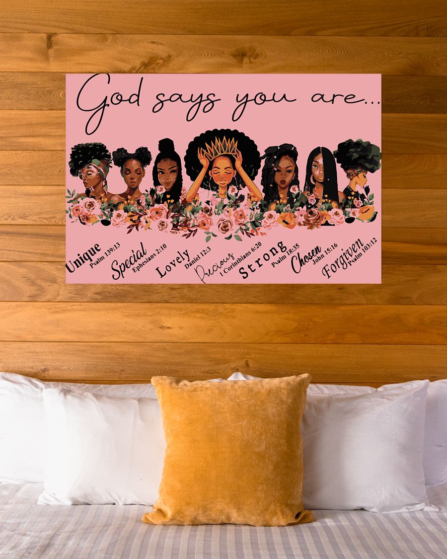 Black Girls God Says You are Unique Special Lovely Precious Satin Standard Poster