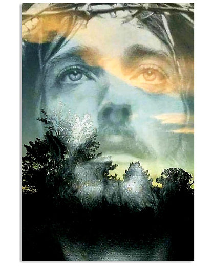 Jesus Face Christian Religious Poster Family Sign Decor Birthday Christmas Wedding Housewarming Gift Ready To Hang Standard Poster