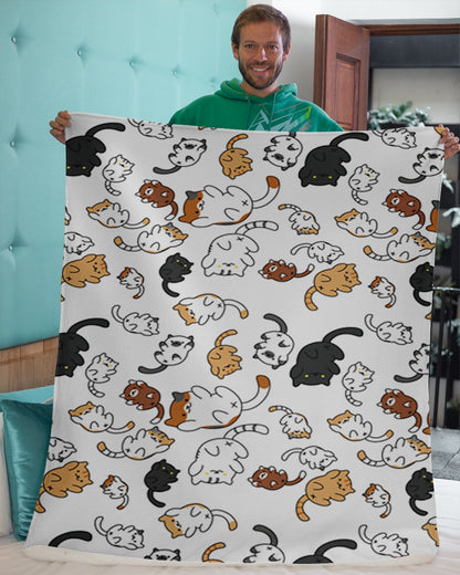 Cute Cats Wallpaper Sherpa Blanket