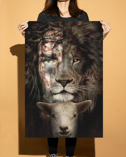 Jesus Lion And Lamb Premium Poster Wall Art