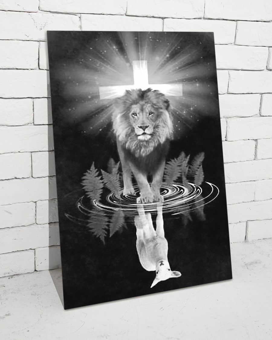 Jesus Lion And Lamb The Perfect Combination Poster, Lion Of Judah, Easter Poster, Christian Poster, God Art, Proud Christian Home Decor Standard Poster