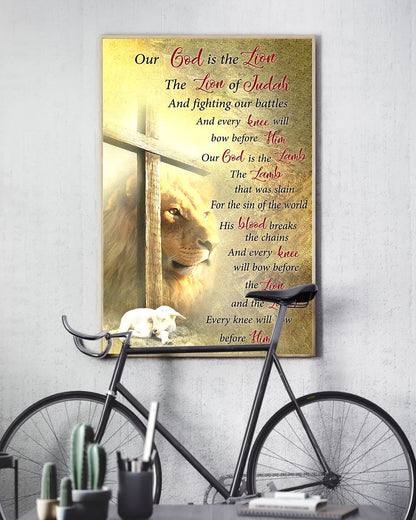 God is the lion and the lamb Standard Poster