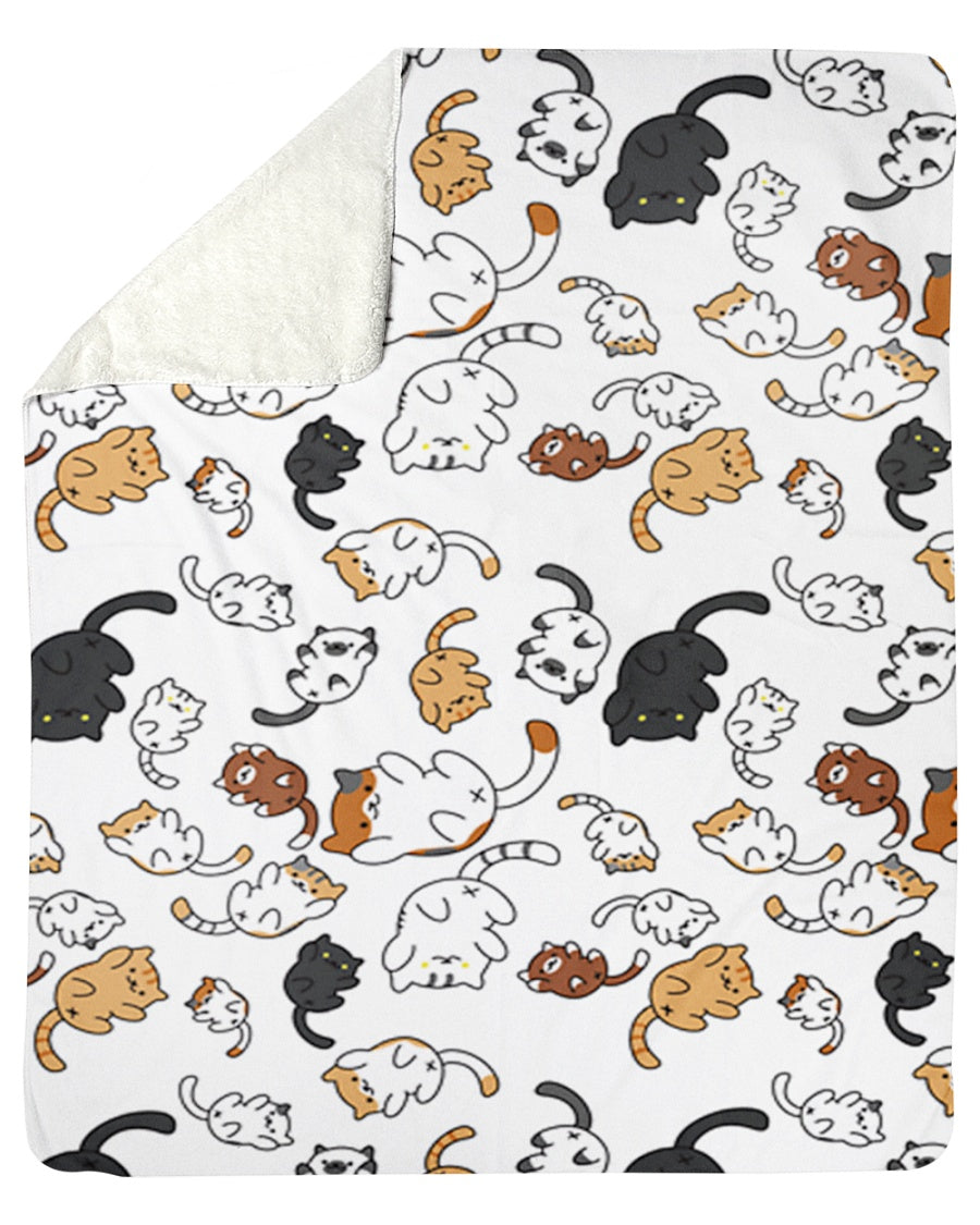 Cute Cats Wallpaper Sherpa Blanket