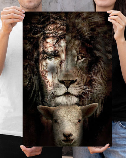 Jesus Lion And Lamb Premium Poster