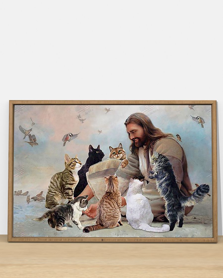 GOD SURROUNDED BY CATS ANGELS Standard Poster