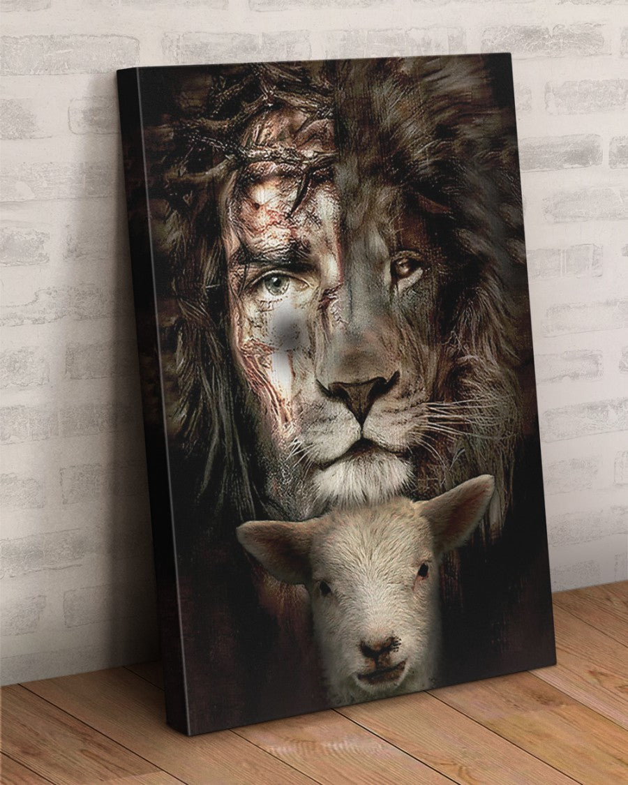 Matte Canvas (1.25") Jesus Lion And Lamb